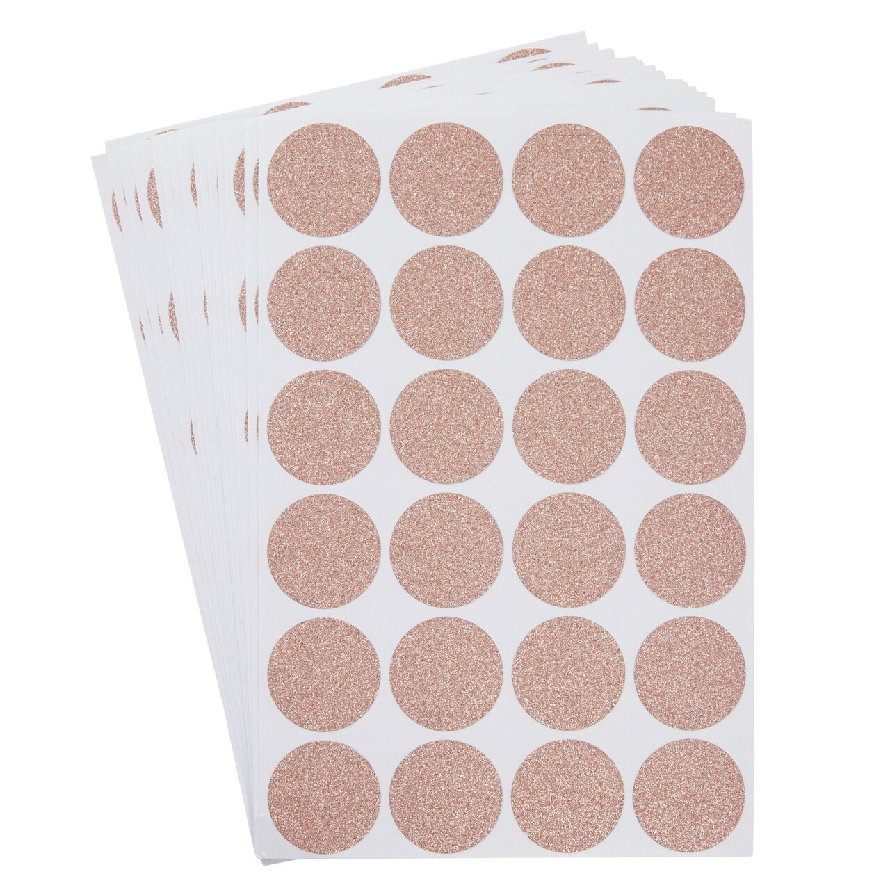 360-Pack 1-Inch Round Glitter Dots, Sparkle Stickers for Wedding, Birthday, and Graduation Invitations, Adhesive Envelope Seal Stickers, DIY Crafting Supplies (Rose Gold)